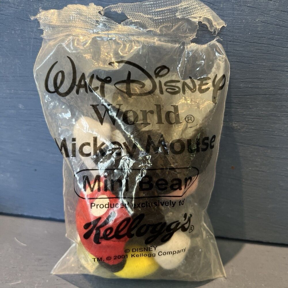 Mini Bean Mickey Mouse Kelloggs 2001 Walt Disney World Sealed Vintage NEW